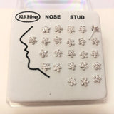 925 Silver CZ Flower Nose Studs for Women 24pcs/pack