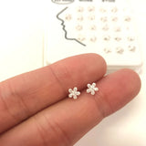 925 Silver CZ Flower Nose Studs for Women 24pcs/pack