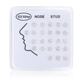 925 Silver CZ Flower Nose Studs for Women 24pcs/pack