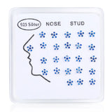 925 Silver CZ Flower Nose Studs for Women 24pcs/pack