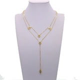 925 Silver Double Layer Skull Charm Link Necklace for Women