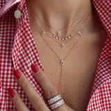 925 Silver Double Layer Skull Charm Link Necklace for Women