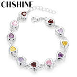925 Silver Charm Bracelet Crystal Stone Drop Jewelry for Women