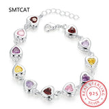 925 Silver Charm Bracelet Crystal Stone Drop Jewelry Wedding Lady