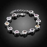 925 Silver Charm Bracelet with Crystal Stone Drop