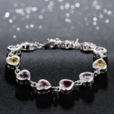 925 Silver Charm Bracelet Crystal Stone Drop Jewelry for Women