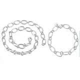 925 Sterling Silver Circle Necklace Bracelets Set Wedding Jewelry