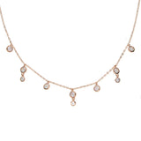 925 Silver CZ Bead Double CZ Charm Link Choker Necklace for Women Layer Pendant