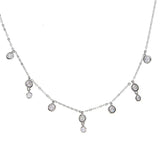 925 Silver CZ Bead Double CZ Charm Link Choker Necklace for Women Layer Pendant