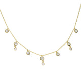 925 Silver CZ Bead Double CZ Charm Link Choker Necklace for Women Layer Pendant