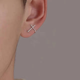 925 Silver Cross Stud Earring for Men