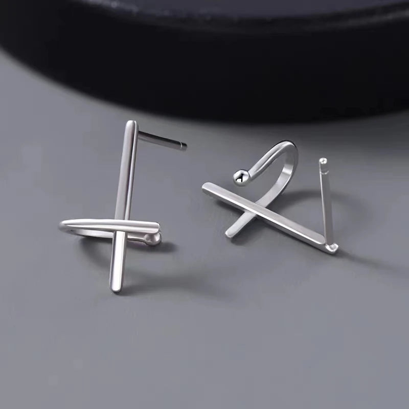 925 Silver Cross Stud Earring for Men