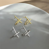 925 Silver Cross Stud Earring for Men