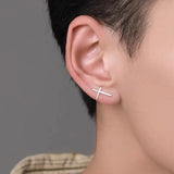 925 Silver Cross Stud Earring for Men