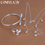925 Sterling Silver Necklace Bangle Earrings Ring Set Wedding Party Jewelry