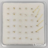 925 Silver Nose Stud Clear Crystal Nose Pin Piercing Nose Jewelry 36pcs