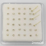 925 Silver Nose Stud Clear Crystal Nose Pin Piercing Nose Jewelry 36pcs