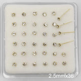 925 Silver Nose Stud Clear Crystal Nose Pin Piercing Nose Jewelry 36pcs