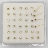 925 Silver Nose Stud Clear Crystal Nose Pin Piercing Nose Jewelry 36pcs