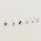 925 Silver Nose Stud Flower Butterfly Nose Piercing Jewelry 12pcs