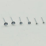 925 Silver 2mm 2.5mm Crystal Nose Bone 20pcs