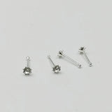Sun Shaped Clear Crystal Nose Stud - 925 Sterling Silver Nose Piercing