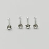 Sun Shaped Clear Crystal Nose Stud - 925 Sterling Silver Nose Piercing