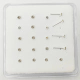 Sun Shaped Clear Crystal Nose Stud - 925 Sterling Silver Nose Piercing