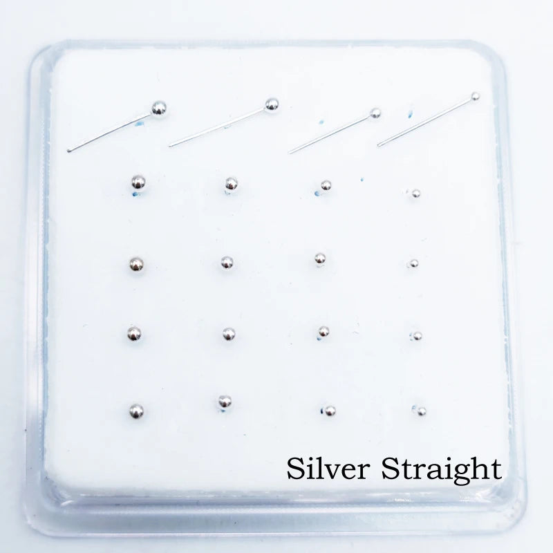925 Silver Nose Stud 20pcs Pack 1.2mm-2mm Ball Nose Pin Nariz Prata