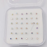 925 Silver Nose Stud Clear Crystal Nariz Piercing 36pcs