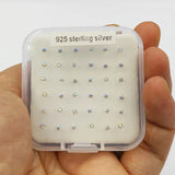 925 Silver Nose Stud Clear Crystal Nariz Piercing 36pcs