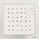 925 Silver Nose Stud Clear Crystal Nariz Piercing 36pcs