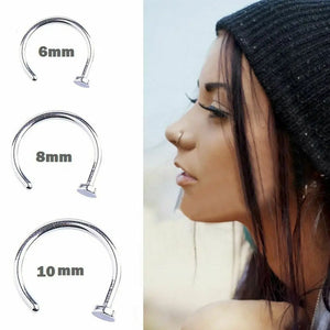 925 Sterling Silver Open Nose Ring Lip Ring Small Thin 6/8mm