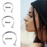 925 Sterling Silver Open Nose Ring Lip Ring Small Thin 6/8mm