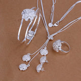 925 Silver Roses Bridal Jewelry Set for Women