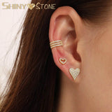 925 Silver Heart Stud Earring for Women Romantic Promise Jewelry