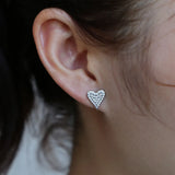 925 Silver Heart Stud Earring for Women Romantic Promise Jewelry