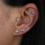 925 Silver Mini Stud Earring Beach Collection Sea Star Shell Pearl