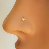 925 Silver Star Nose Stud Crystal Nose Piercing Body Jewelry 20pcs/pack
