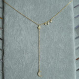 925 Silver Star Moon CZ Pendants Y Necklace