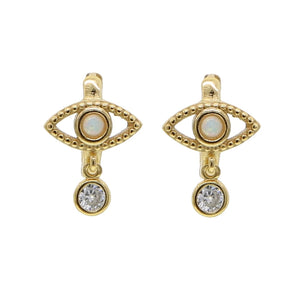 925 Silver Cross Evil Eye Shape Tassel Earrings