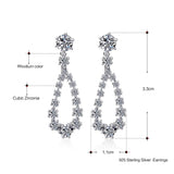 925 Silver Water Drop Earrings Crystal Jewelry Dangle Earrings for Women