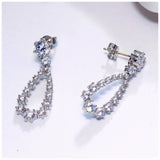 925 Silver Water Drop Earrings Crystal Jewelry Dangle Earrings for Women