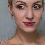 925 Silver Water Drop Earrings Crystal Jewelry Dangle Earrings for Women