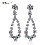 925 Silver Water Drop Earrings Crystal Jewelry Dangle Earrings for Women