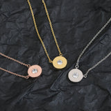 925 Sterling Silver Women Round Necklace Earrings Set
