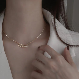 925 Silver Double Square Necklace with Diamond Pendant