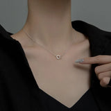 925 Sterling Silver Double Square Necklace with Diamond Pendant