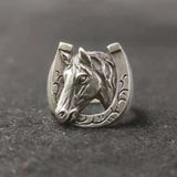 925 Thai Silver Horse Head Ring Men's Adjustable Jewelry Accessories