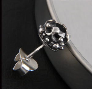 925 Thai Silver Tremella Earrings Retro Inlaid Punk Sterling Silver Earrings